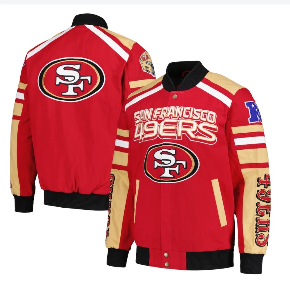 Y2K HYPEBEAST G-III SPORTS MOTO RACING  SAN FRANCISCO 49ERS FULL-SNAP JACKET